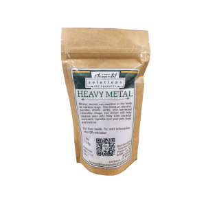 A brown resealable pouch labeled Parasite Detox Drip by Elemental Solutions Pet Products stands upright against a white background, displaying product information and a QR code on the front.